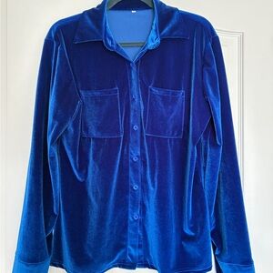 Velvet Button Down Royal Blue